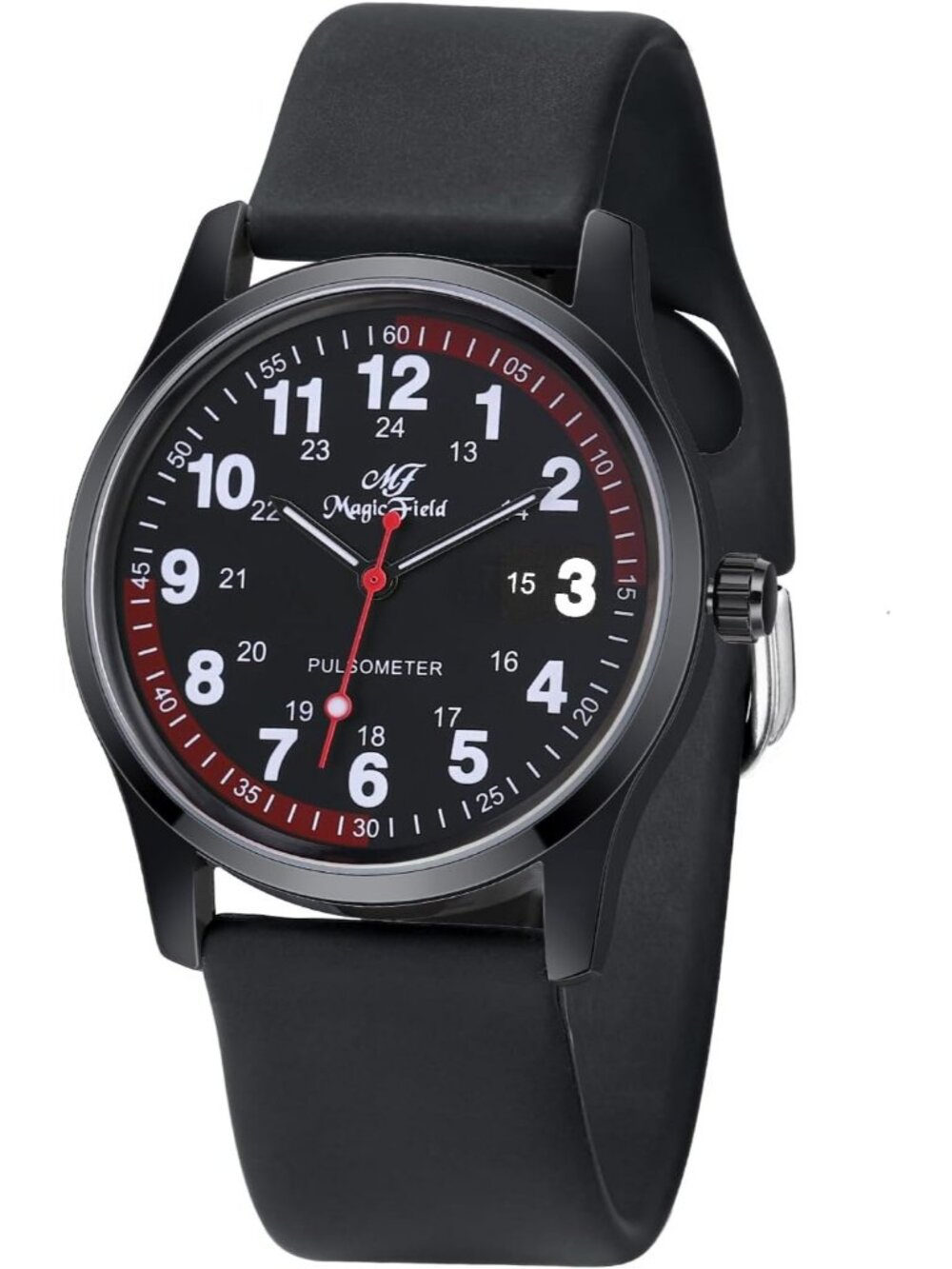 Women's All Black Easy to Read Military Time Waterproof Luminous Wrist Watch